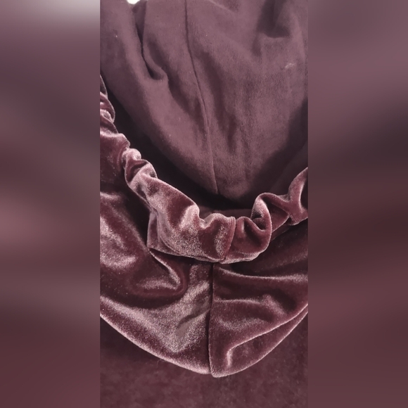PINK Victoria Secret Women's Burgundy Purple Velvet Cropped Hoodie Size S Unworn - Picture 5 of 9